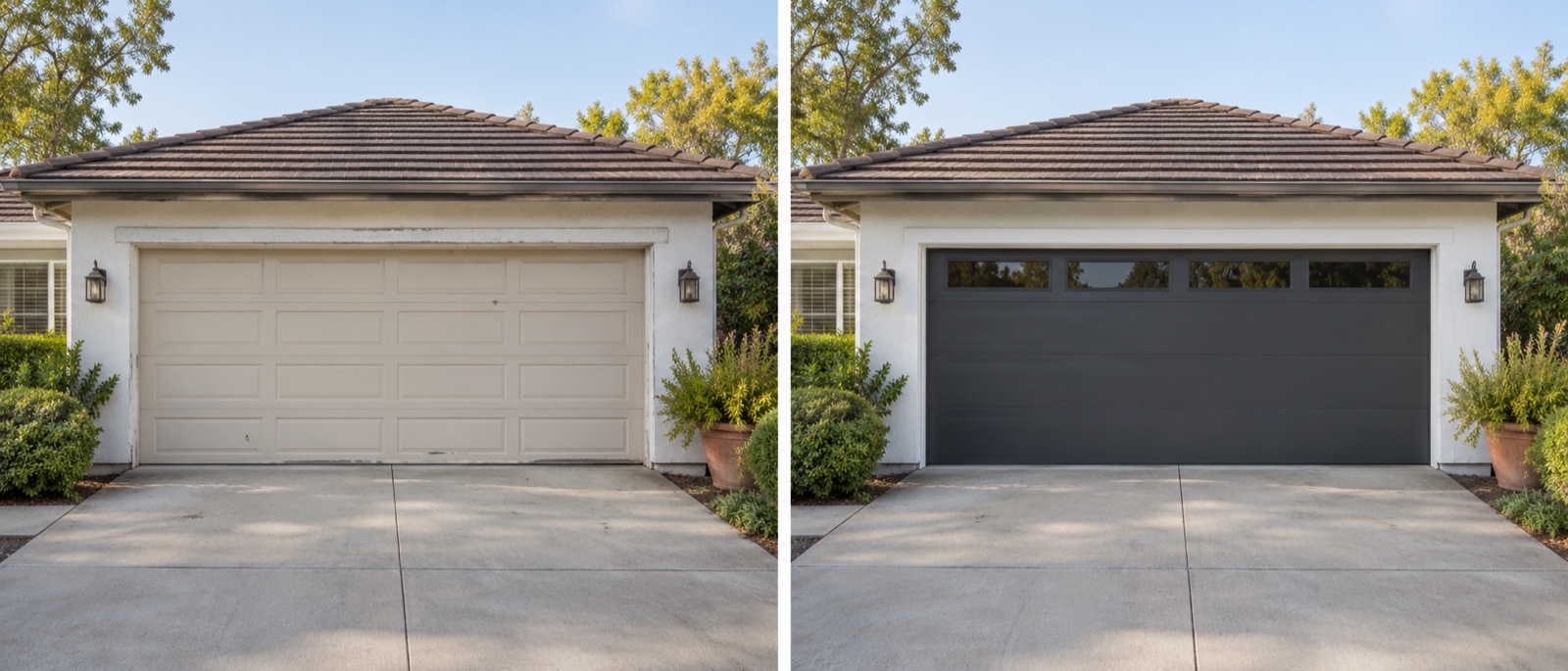Weathered beige garage door